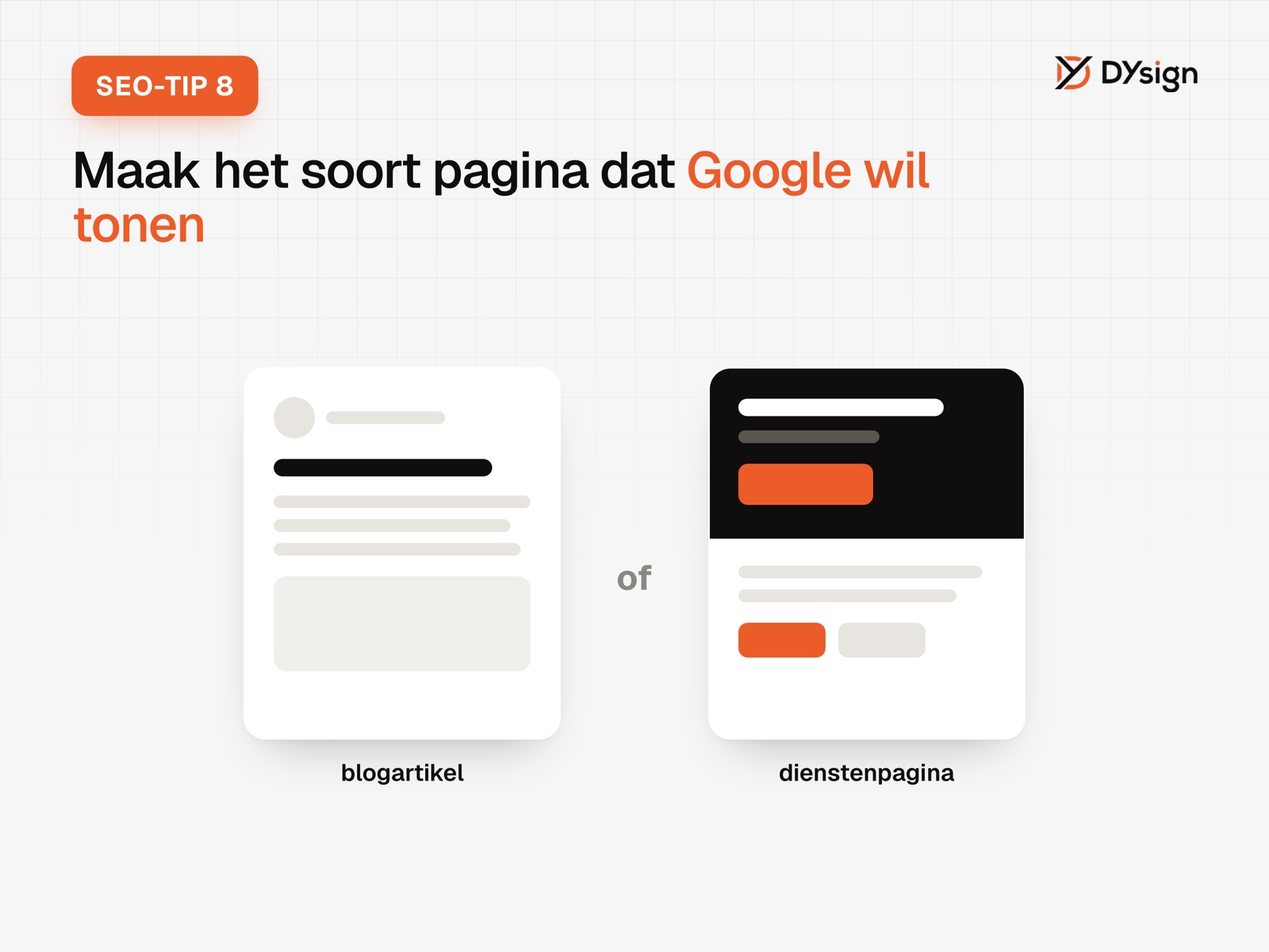 SEO-tip 8: maak het soort pagina dat Google wil tonen SEO-tip 8: maak het soort pagina dat Google wil tonen