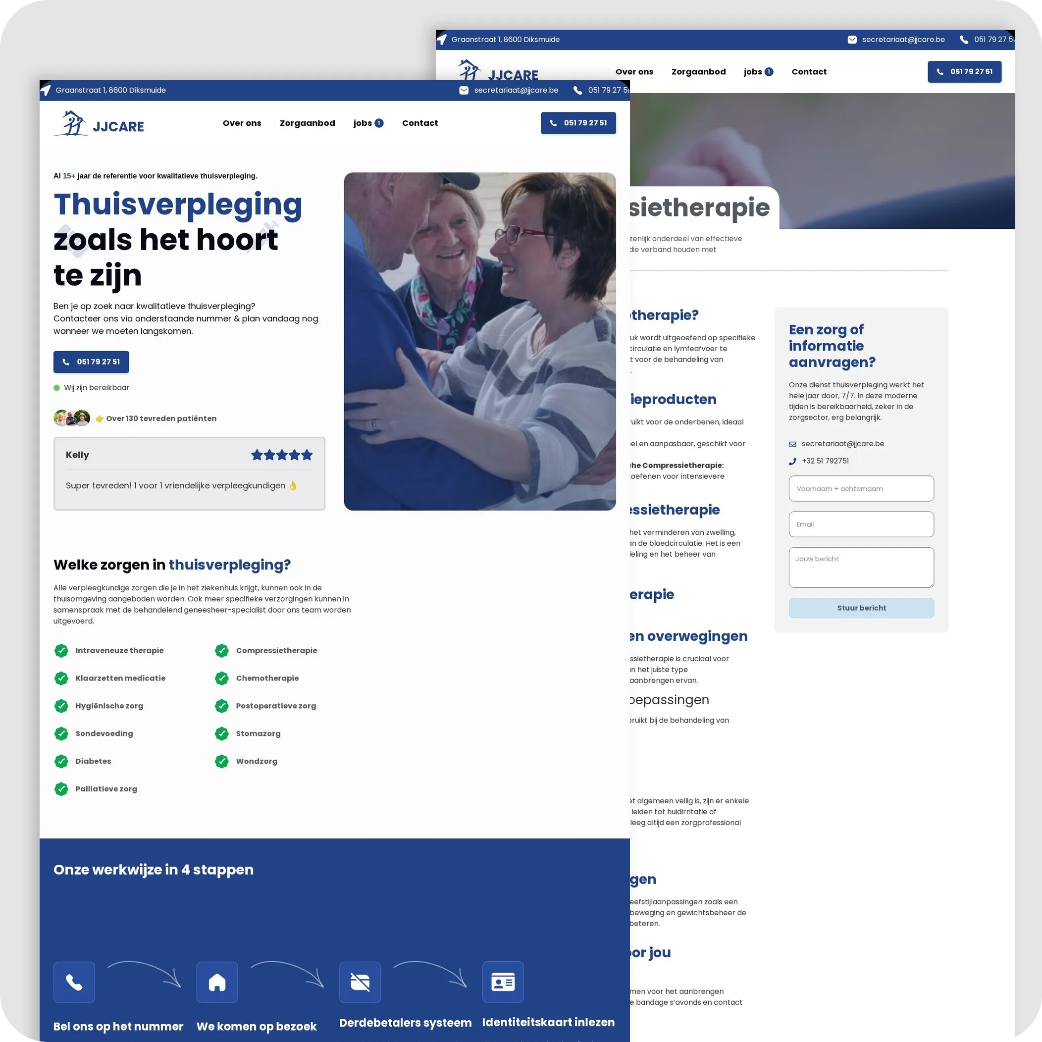 Website van JJCARE, gemaakt door DYsign