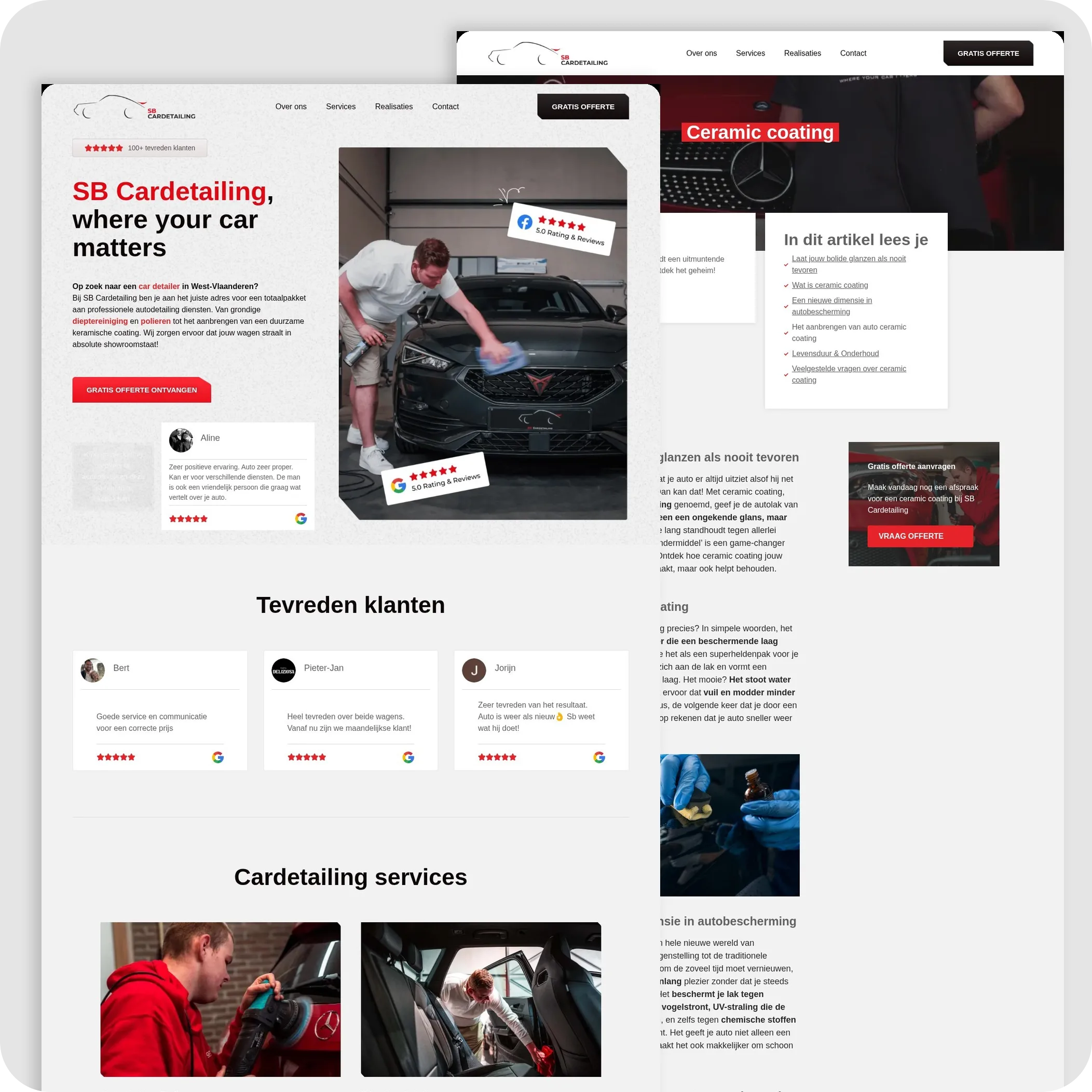 Website van SB Cardetailing, gemaakt door DYsign
