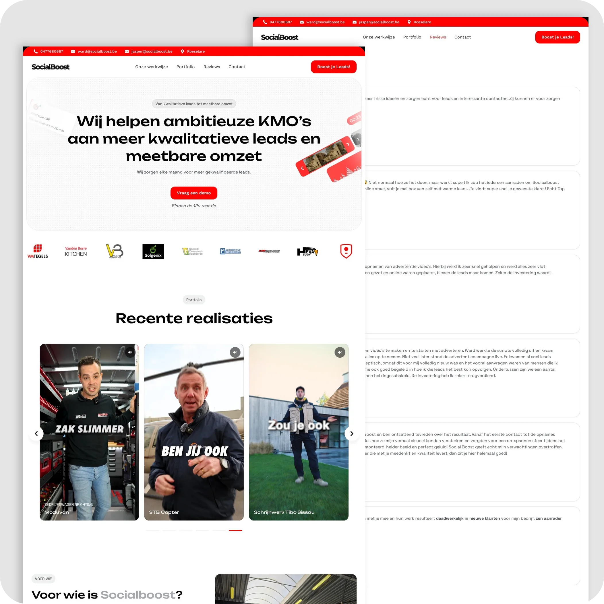 Website van Social Boost, gemaakt door DYsign
