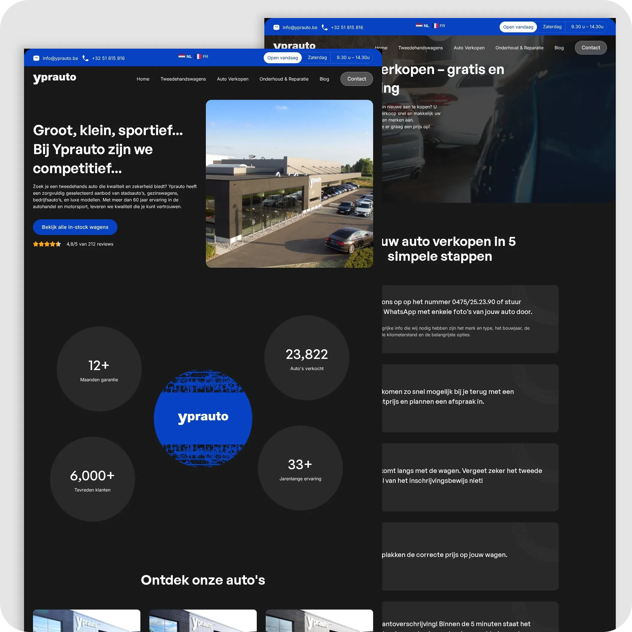 Website van Yprauto, gemaakt door DYsign